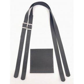 Çanta Aksesuar Suni Deri Cepli Ayarlanabilir Çift Saplı Çanta Seti Siyah Gümüş Metalli