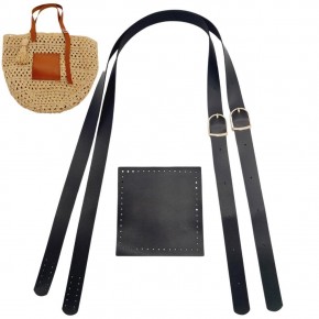 Çanta Aksesuar Suni Deri Cepli Ayarlanabilir Çift Saplı Çanta Seti Siyah Light Gold Metalli