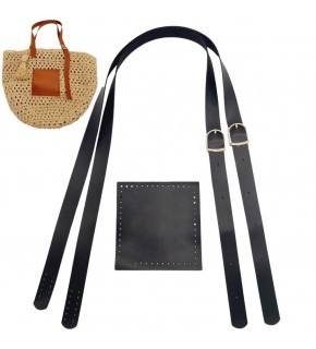 Çanta Aksesuar Suni Deri Cepli Ayarlanabilir Çift Saplı Çanta Seti Siyah Light Gold Metalli