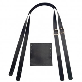 Çanta Aksesuar Suni Deri Cepli Ayarlanabilir Çift Saplı Çanta Seti Siyah Light Gold Metalli