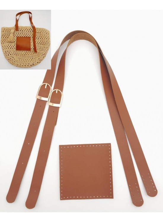 Çanta Aksesuar Suni Deri Cepli Ayarlanabilir Çift Saplı Çanta Seti Taba Light Gold Metalli