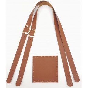 Çanta Aksesuar Suni Deri Cepli Ayarlanabilir Çift Saplı Çanta Seti Taba Light Gold Metalli