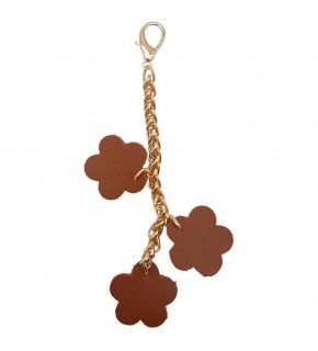 Çanta Aksesuar Suni Deri Çiçek Süs Püskül Sarkaç Süs Taba Renk Light Gold Zincirli