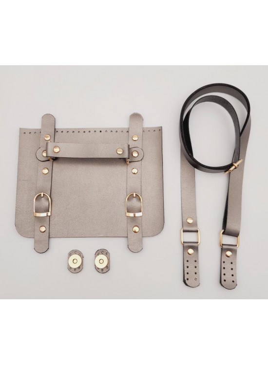 Çanta Aksesuar Suni Deri Çift Tokalı Ayarlı Saplı Parlak Gri Renk Çanta Deri Seti Light Gold Metalli Çanta Aksesuar Suni Deri Çift Tokalı Ayarlı Saplı Parlak Gri Renk Çanta Deri Seti Light Gold Metalli