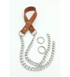 Çanta Aksesuar Suni Deri Dikişli Gümüş Zincirli Açık Taba Renk Çanta Sapı