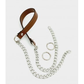 Çanta Aksesuar Suni Deri Dikişli Gümüş Zincirli Taba Renk Çanta Sapı