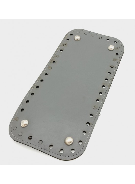 Çanta Aksesuar Suni Deri Gri Renk 25X12 cm Dikdörtgen Çanta Tabanı (Gümüş Aparatlı)