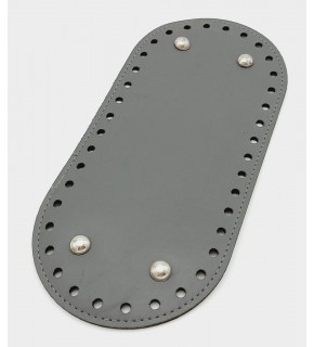 Çanta Aksesuar Suni Deri Gri Renk 25X12 cm Oval Çanta Tabanı (Gümüş Aparatlı)