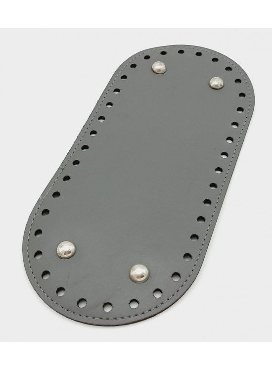 Çanta Aksesuar Suni Deri Gri Renk 25X12 cm Oval Çanta Tabanı (Gümüş Aparatlı)