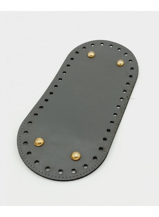 Çanta Aksesuar Suni Deri Gri Renk 25X12 cm Oval Çanta Tabanı (Light Gold Aparatlı)
