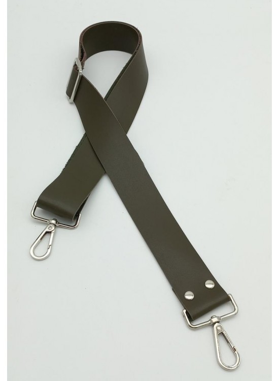 Çanta Aksesuar Suni Deri Haki 120X4 Cm Çanta Sapı Kalsap Gümüş Metalli