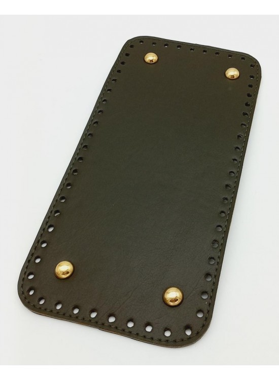 Çanta Aksesuar Suni Deri Haki Renk 25X12 cm Dikdörtgen Çanta Tabanı (Light Gold Aparatlı)