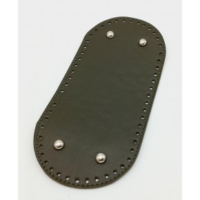 Çanta Aksesuar Suni Deri Haki Renk 25X12 cm Oval Çanta Tabanı (Gümüş Aparatlı)