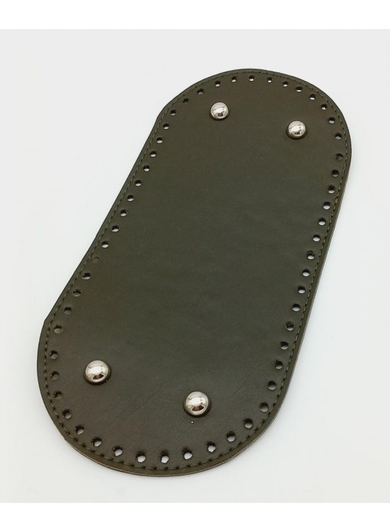 Çanta Aksesuar Suni Deri Haki Renk 25X12 cm Oval Çanta Tabanı (Gümüş Aparatlı)