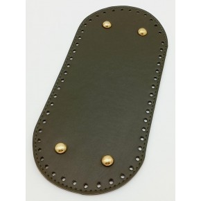 Çanta Aksesuar Suni Deri Haki Renk 25X12 cm Oval Çanta Tabanı (Light Gold Aparatlı)