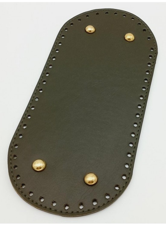 Çanta Aksesuar Suni Deri Haki Renk 25X12 cm Oval Çanta Tabanı (Light Gold Aparatlı)
