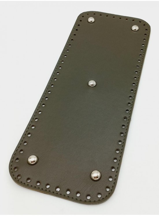 Çanta Aksesuar Suni Deri Haki Renk 30X12 cm Dikdörtgen Çanta Tabanı (Gümüş Aparatlı)