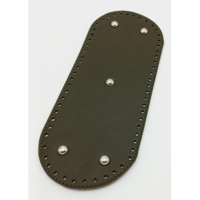 Çanta Aksesuar Suni Deri Haki Renk 30X12 cm Oval Çanta Tabanı (Gümüş Aparatlı)