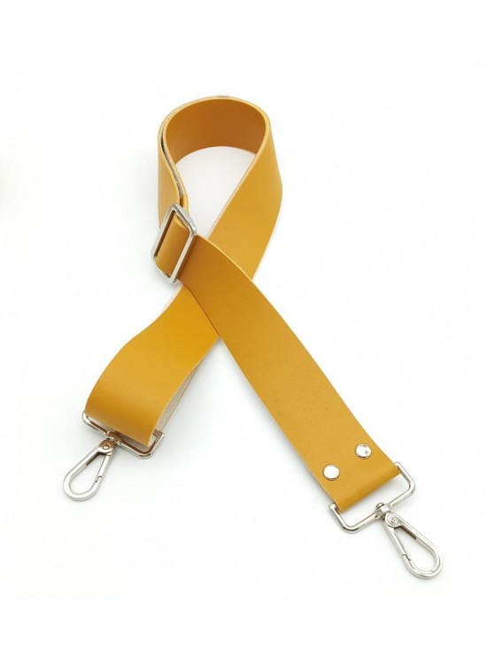 Çanta Aksesuar Suni Deri Hardal 120X4 Cm Çanta Sapı Kalsap Gümüş Metalli