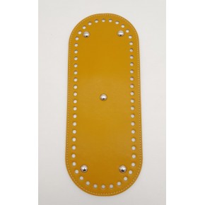 Çanta Aksesuar Suni Deri Hardal Renk 30X12 cm Oval Çanta Tabanı (Gümüş Aparatlı)