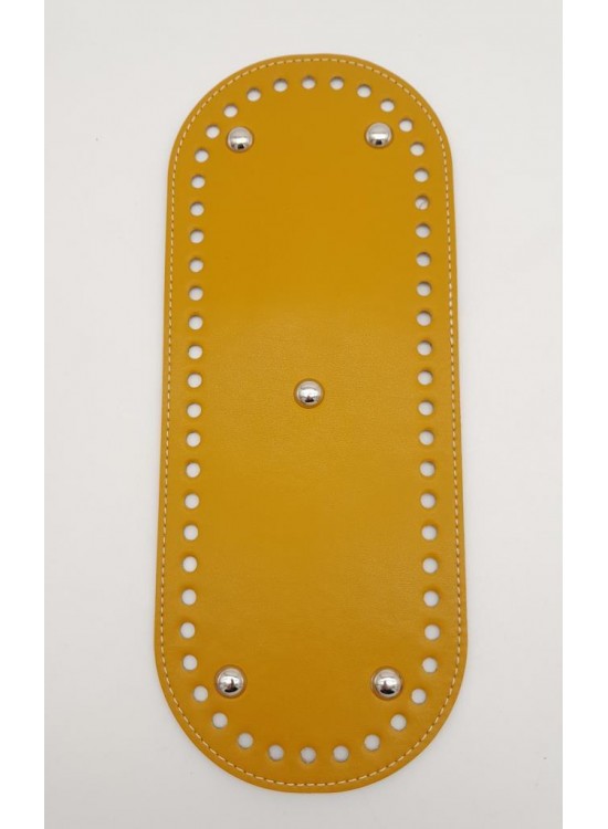 Çanta Aksesuar Suni Deri Hardal Renk 30X12 cm Oval Çanta Tabanı (Gümüş Aparatlı)