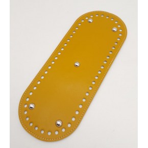 Çanta Aksesuar Suni Deri Hardal Renk 30X12 cm Oval Çanta Tabanı (Gümüş Aparatlı)