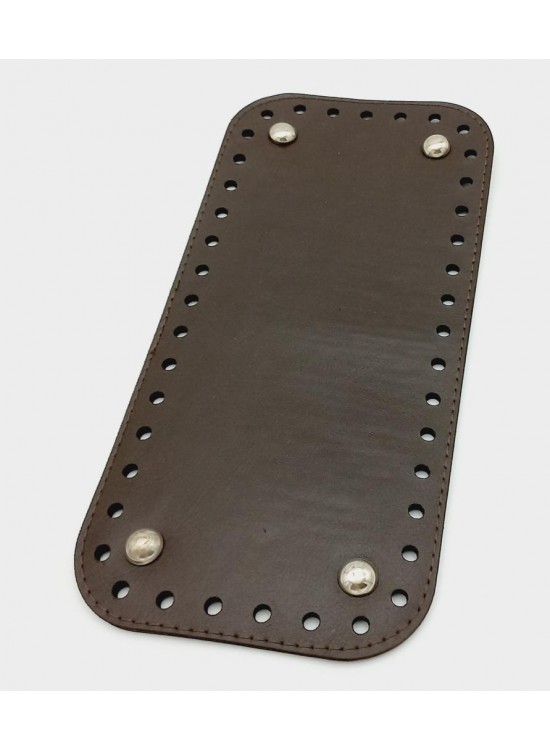 Çanta Aksesuar Suni Deri Kahverengi 25X12 cm Dikdörtgen Çanta Tabanı (Gümüş Aparatlı)