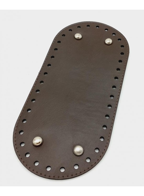 Çanta Aksesuar Suni Deri Kahverengi 25X12 cm Oval Çanta Tabanı (Gümüş Aparatlı)