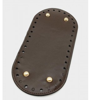 Çanta Aksesuar Suni Deri Kahverengi 25X12 cm Oval Çanta Tabanı (Light Gold Aparatlı)