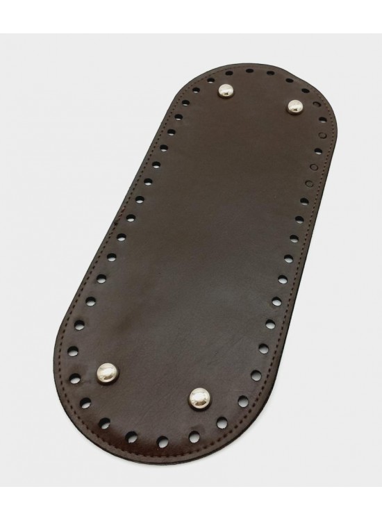 Çanta Aksesuar Suni Deri Kahverengi 30X12 cm Oval Çanta Tabanı (Gümüş Aparatlı)
