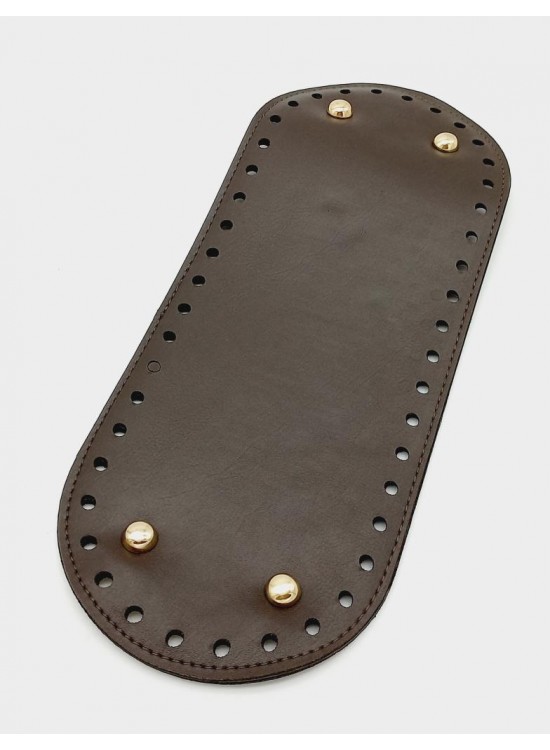 Çanta Aksesuar Suni Deri Kahverengi 30X12 cm Oval Çanta Tabanı (Light Gold Aparatlı)