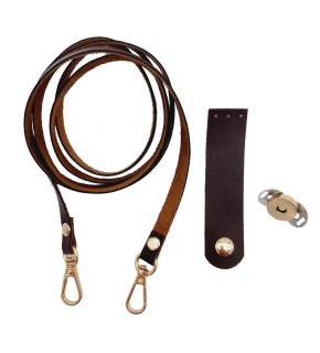 Çanta Aksesuar Suni Deri Kahverengi Cep Telefonu Seti Light Gold Metalli