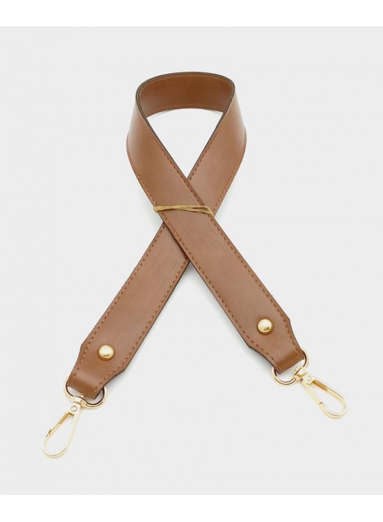 Çanta Aksesuar Suni Deri Kalın Sap 70X3,3 Cm Taba Light Gold Metalli