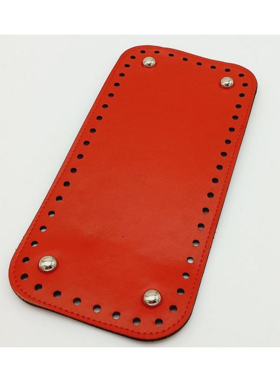 Çanta Aksesuar Suni Deri Kırmızı Renk 25X12 cm Dikdörtgen Çanta Tabanı (Gümüş Aparatlı)