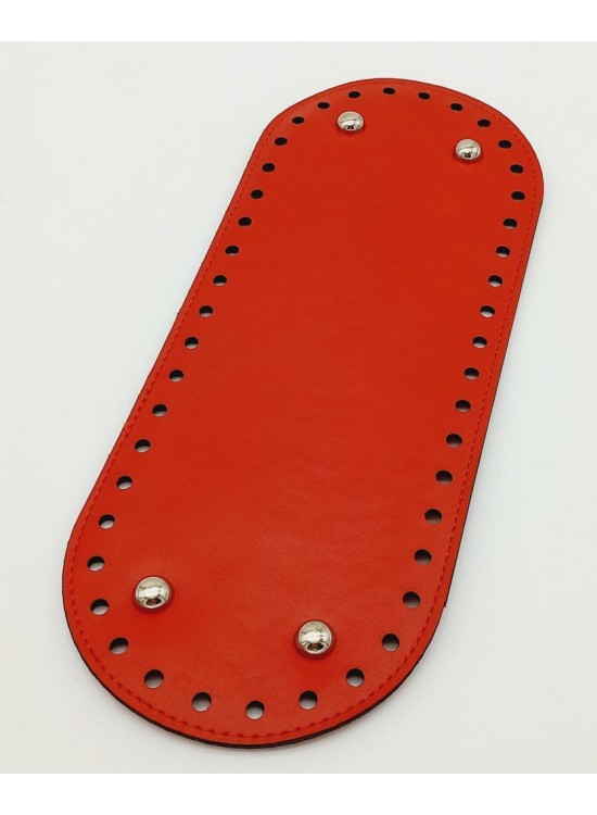 Çanta Aksesuar Suni Deri Kırmızı Renk 30X12 cm Oval Çanta Tabanı (Gümüş Aparatlı)