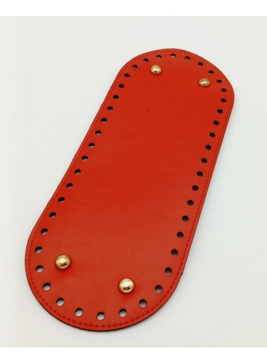 Çanta Aksesuar Suni Deri Kırmızı Renk 30X12 cm Oval Çanta Tabanı (Light Gold Aparatlı)