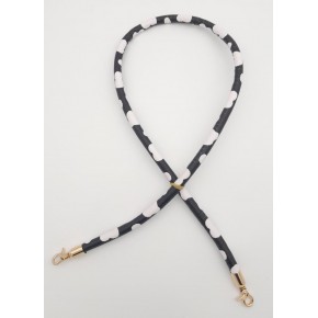 Çanta Aksesuar Suni Deri Kordon Çanta Sapı Siyah Beyaz Leopar Light Gold Metalli