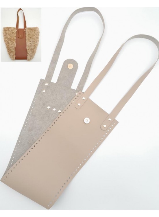 Çanta Aksesuar Suni Deri Kova Model Bej Renk Çanta Deri Seti Light Gold Metal