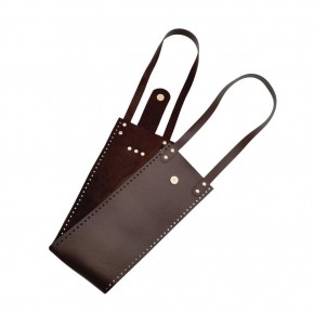 Çanta Aksesuar Suni Deri Kova Model Koyu Kahverengi Çanta Deri Seti Light Gold Metal