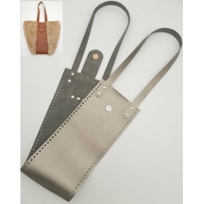 Çanta Aksesuar Suni Deri Kova Model Parlak Gri Renk Çanta Deri Seti Light Gold Metal