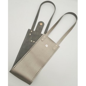 Çanta Aksesuar Suni Deri Kova Model Parlak Gri Renk Çanta Deri Seti Light Gold Metal