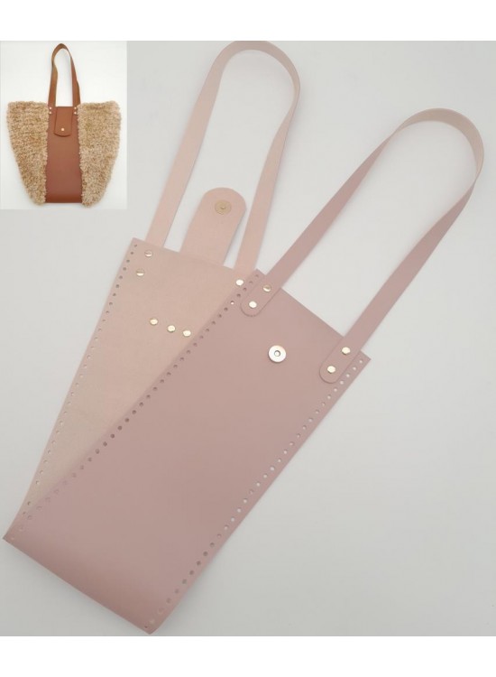 Çanta Aksesuar Suni Deri Kova Model Pudra Renk Çanta Deri Seti Light Gold Metal