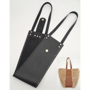 Çanta Aksesuar Suni Deri Kova Model Siyah Renk Çanta Deri Seti Light Gold Metal