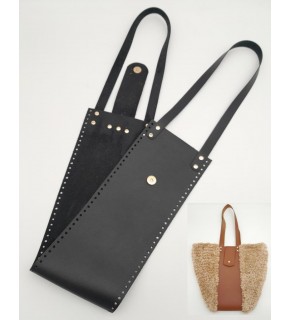 Çanta Aksesuar Suni Deri Kova Model Siyah Renk Çanta Deri Seti Light Gold Metal