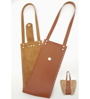 Çanta Aksesuar Suni Deri Kova Model Taba Renk Çanta Deri Seti Light Gold Metal