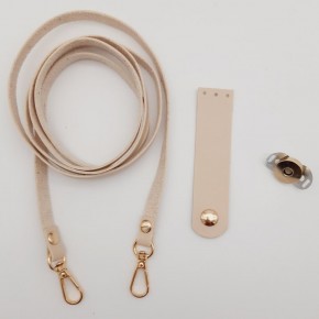 Çanta Aksesuar Suni Deri Krem Cep Telefonu Seti Light Gold Metalli