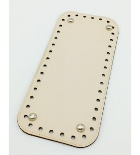 Çanta Aksesuar Suni Deri Krem Renk 25X12 cm Dikdörtgen Çanta Tabanı (Gümüş Aparatlı)