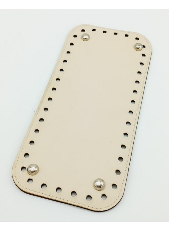 Çanta Aksesuar Suni Deri Krem Renk 25X12 cm Dikdörtgen Çanta Tabanı (Gümüş Aparatlı)