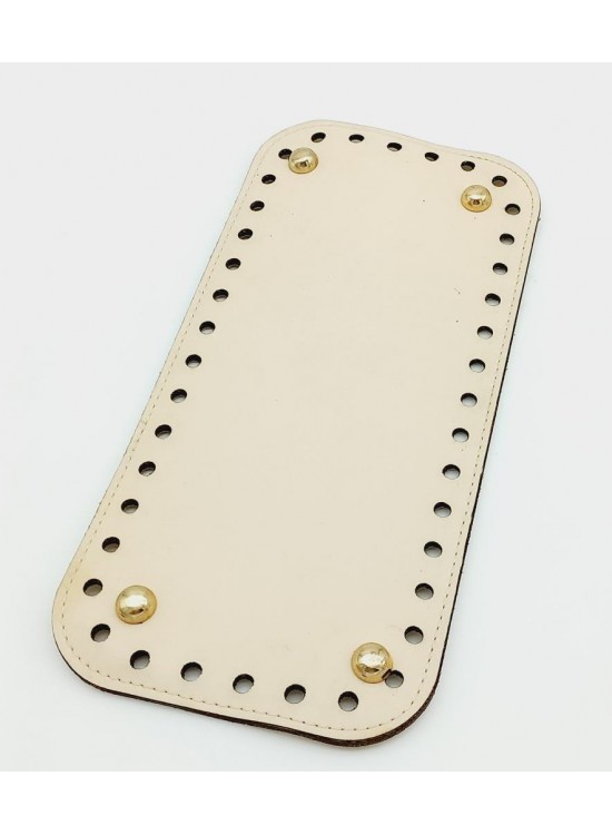 Çanta Aksesuar Suni Deri Krem Renk 25X12 cm Dikdörtgen Çanta Tabanı (Light Gold Aparatlı)