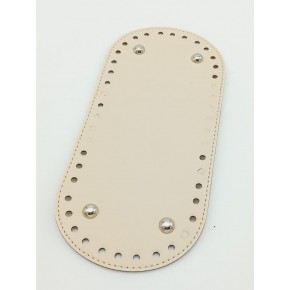 Çanta Aksesuar Suni Deri Krem Renk 25X12 cm Oval Çanta Tabanı (Gümüş Aparatlı)
